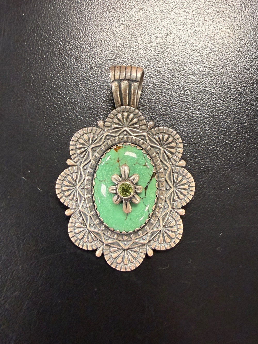 Carolyn Pollack 925 Sterling Pendant Brooch Turquoise Floral